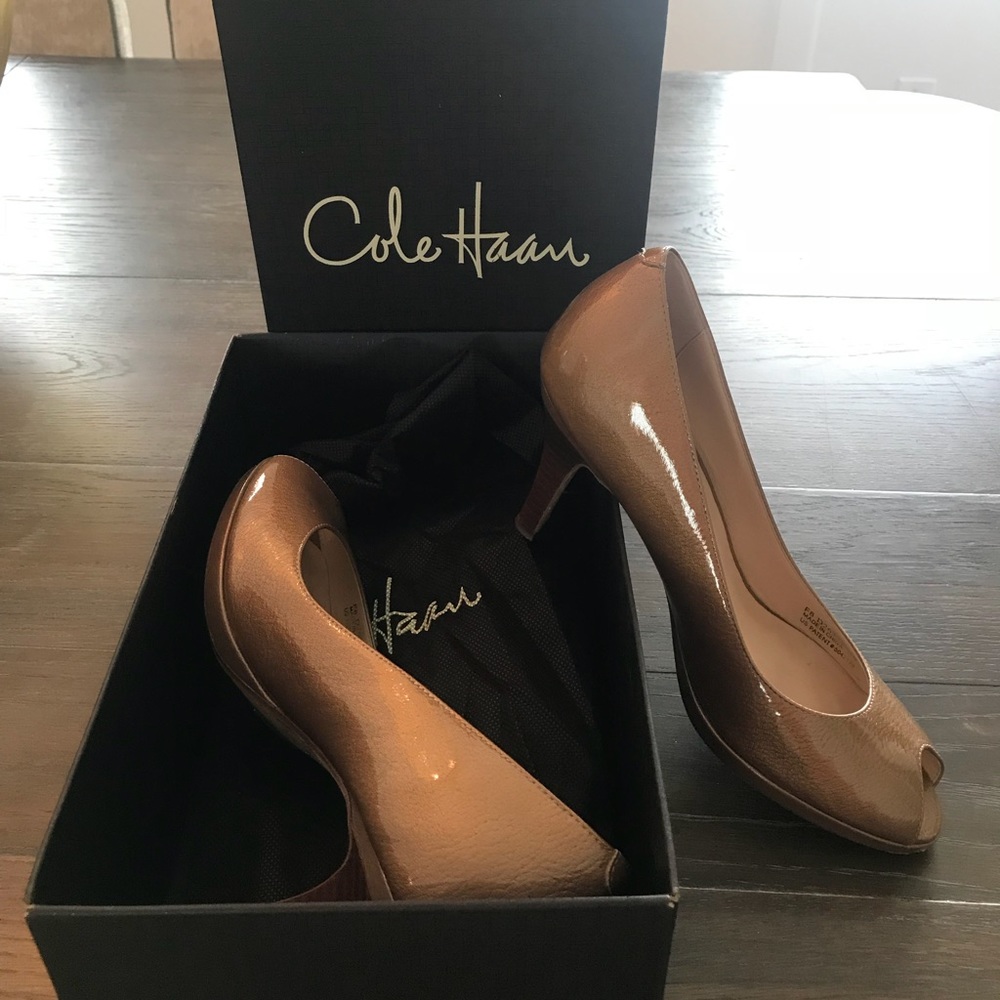 Cole Haan Gold Patent Pumps